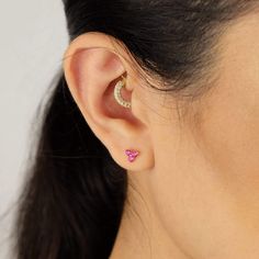 Different, unique, and gorgeous. Enhance your style with these beautiful ‘Lotus Stud Earrings’, the perfect addition to round out your basic earring collection. They are a strong yet subtle piece, making them great for everyday wear or special occasions. Perfect for your Ear glam party! Details: Available in colors Cubic Zirconia, Sapphire, Emerald or Ruby stone Gold Vermeil - 18K Yellow thick Gold plated Stone size: approx. 2mm 3 round stones- simulated AAA Cubic Zirconia, Sapphire, Emerald or Round Internally Threaded Cartilage Earrings, Internally Threaded Round Cartilage Earrings, Fine Jewelry Round Ear Climbers As Gift, Elegant Internally Threaded Huggie Earrings, Rose Gold Round Cartilage Earrings With Matching Pair, Rose Gold Round Cartilage Earrings, Elegant Internally Threaded Hoop Earrings As Gift, Everyday Round Ear Cuff With Ear Wire, Everyday Pink Pierced Earrings