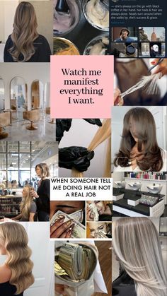 a collage of photos with text that says watch me manifist everything i want