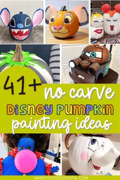 Get ready for fall with these creative pumpkin designs! 🎃🍂 #pumpkinseason #falldecor #DIYpumpkins #homedecor #pumpkinideas #autumncrafts #pumpkinlove #pumpkininspo #pumpkinfun #pumpkinart Pumpkin Design Ideas No Carving, Disney Decorated Pumpkins, No Carve Pumpkin Decorating Book Characters, Pumpkin Decorating Movie Theme, Disney Pumpkin Painting Princess, Popular Pumpkin Decorating, Disney Themed Painted Pumpkins, Inside Out Pumpkin Ideas, Coco Pumpkin Painting Ideas