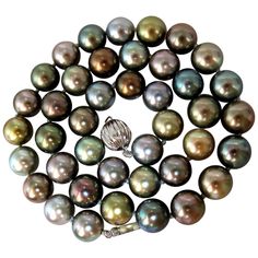 10.1-10.8MM Natural Tahitian Multi color pearls necklace. Prime Luster & Excellent Saturation 41 pearls Strung with ball clasp. 14Kt white gold. 18 inches Grand Total 64 grams Appraisal will accompany for: $12,000 Multicolor Pearl Necklace, Edwardian Necklace, South Sea Pearl Necklace, Multicolor Necklace, South Sea Pearls Earrings, Customised Bracelets, Tahitian Pearl Necklace, Natural Pearl Necklace, Big Necklace