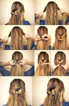 Bow Hairstyle Tutorial, Half Up Half Down Hair Tutorial, Braid Bun, Hair Bow Tutorial, Open Hairstyles, Bun Hairstyle, Natural Hair Styles Easy