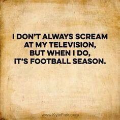 an old paper with the words, i don't always scream at my television, but when i do, it's football season