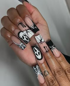 Holloween Nails, Halloween Press On Nails, Halloween Acrylic Nails, Spooky Szn, Fake Nail, Halloween Nail Designs, Nagel Inspo, Halloween Nail, Nail Length