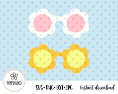 a pair of sunglasses with flowers on the side and polka dot dots around the lens