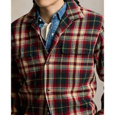 Inspired by vintage workshirts this layer is crafted with a basket-woven flannel fabric that includes breathable cotton and lightweight linen. Casual Plaid Wool Top, Casual Plaid Wool Shirt, Basket Woven, Button Outfit, Flannel Fabric, Linen Shirt, Cotton Linen, Button Down Shirt, Ralph Lauren