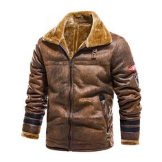 Product Description * Item: Mens Thick Faux Fur Collar Warm Winter Jacket Flight Bomber Faux Leather Coat * Condition: 100% Brand New * Color:Black   Brown   * Size:Asian M-5XL * Package:1pc Coat (without any accessories ）    Please note: 1.Please allow a little error due to manual measurement. 2.The color maybe a little difference because of the light,screen reflection etc. 3.If you are not sure what size to choose, you can tell us your height and weight, we will recommend the right size for yo Winter Coat Short, Warm Winter Jacket, Pu Jacket, Warm Winter Jackets, Faux Leather Coat, Black Aviators, Winter Jacket Men, Flight Jacket, Faux Fur Collar