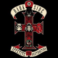 star wars t - shirt with the words dark side appetite for destruction