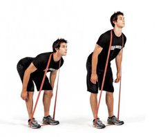 a man is doing exercises with a resistance band on one side and another in the other