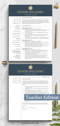 The Art of Resume Template | Navy Blue Teacher Resume Template Teacher Resume Template Free, Teacher Preschool, Reference Page, Education Resume, Teaching Philosophy