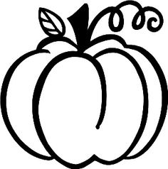 a black and white drawing of a pumpkin with leaves on it's top, in the shape of a letter o