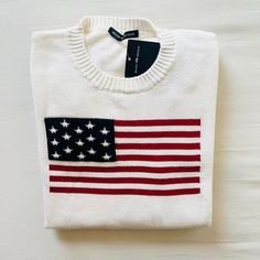 Bnwt Brandy Melville/John Galt Us American Flag Crewneck Sweater 26 X 20.5 Brandy Meville Sweater, Brandy Brianna Sweater, Polo American Flag Sweater, Brandy Melville Outfits Aesthetic, American Sweater, Ralph Laurent, Flag Sweater, Greece Trip, Preppy Winter