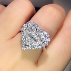 Simulated Diamond Heart Cut Baguette Diamond Jewelry For Anniversary, Anniversary Heart Cut Baguette Diamond Jewelry, Silver Rings With Baguette Diamonds For Gift, Baguette Diamond Ring, Baguette Diamond Rings, Fancy Jewellery, Ring Color, Royal Wedding, Baguette Diamond