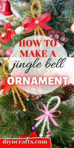 a christmas tree with the words how to make a single bell ornament on it