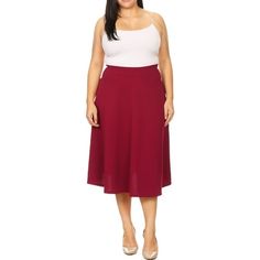 Product Description: Refresh your casual collection with this women's plus size A-line flared midi skirt. Designed with an elastic band waist for ultimate comfort, this skirt features a stylish flared silhouette that flatters all body types. The solid color makes it easy to pair with a variety of tops, making it a versatile piece for your wardrobe. Ideal for casual outings, this midi skirt combines style and comfort effortlessly. Size Chart(Inches) / MSK02086 1XL => Length: 31.5 / Waist: 30-32 2 Flared Midi Skirt, Midi Skirt Casual, Plus Size 20, Midi Flare Skirt, Denim Overall Dress, Skirts Midi High Waisted, Long Maxi Skirts, Midi Skirt Pencil, Work Wear Women