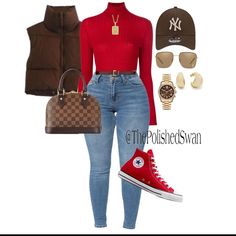 Red Converse Outfit Black Women, Birthday Brunch Party Outfit, Classy Outfits For Women Casual Chic Street Style, Jeans And Tennis Shoes Outfit, Mother’s Day Outfit, Wearing Vs Styling Outfits, Weekend Outfits For Women, Cute Outfits Black Women, Grown Women Outfits