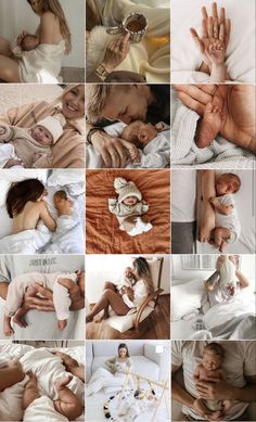 a collage of photos with people and babys in them, all holding their hands together