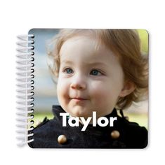 a spiral notebook with an image of a baby in the middle and words that spell out, matte pages taylor