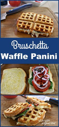 waffle panini with cheese, tomato and lettuce