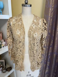 1900’s Wedding JACKET Antique Edwardian Blouse Tape Lace Ecru Ornate Hand Sewn | eBay Bed Jackets, Edwardian Dresses, Edwardian Blouse, Irish Women, Battenburg Lace, Bath Robes, Edwardian Dress, Wedding Jacket, Irish Lace