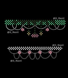 three different types of beading on a black background