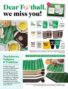 an advertisement for the football team is featured in this magazine, with green and white colors