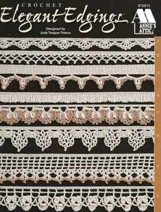 the front cover of an old book with crochet edgings on it