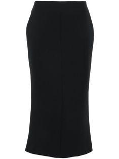 black recycled polyester high-waisted straight hem central rear vent This item is made from at least 50% recycled or upcycled materials. For recycled synthetic clothing products, we highly recommend using a microfibre-catching washing bag to ensure that no microplastics that can pollute water are released in the process. Learn more about what makes a product Conscious on our Conscious Criteria page Luxury Midi-length Pencil Skirt For Office, Cheap Black Knee-length Pencil Skirt, Black Non-stretch Pencil Skirt, Black Stretch Full-length Pencil Skirt, Luxury Black Knee-length Pencil Skirt, Midi Pencil Skirt, Silk Midi Skirt, Tulle Midi Skirt, Viktor Rolf