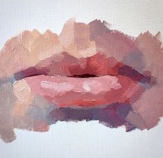 a painting of pink lips on a white background