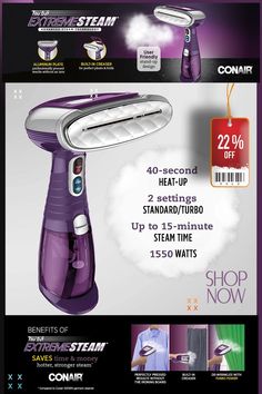 Conair Fabric Steamers: Our fabric steamers keep your garments, upholstery, curtains and other home textiles smooth and fresh; Check out entire line including handheld, upright and travel steamers
Innovative Garment Care: From fabric shavers and traditional irons to garment steamers, both handheld and full size/upright, we make high quality garment care tools for all users Conair Steamer, Fabric Steamer, Garment Steamer, Bed Bugs, Silicon Bands, Fine Fabric, Steam, Plum, Shop Now