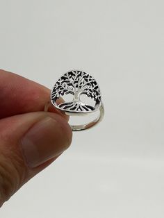 Solid Sterling Silver Beautiful Tree Of Life ring Design for woman. Symbolic Nickel-free Ring For Gift, Nickel-free Symbolic Ring For Gift, Symbolic Nickel-free Engraved Ring Gift, Symbolic Engraved Nickel-free Ring As Gift, Hypoallergenic Engraved Open Ring As Gift, Hypoallergenic Engraved Open Ring Gift, Hypoallergenic Open Ring For Gift, Nickel-free Engraved Round Ring As Gift, Unique Engraved Round Ring As Gift