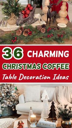 Table Top Christmas Decor Ideas, Christmas Coffee Table Centerpieces Farmhouse, Christmas Decor Ideas For Side Table, Christmas Decor For Sideboard, Side Table Decor Christmas, Center Table Christmas Decorations, Christmas Decoration For Coffee Table