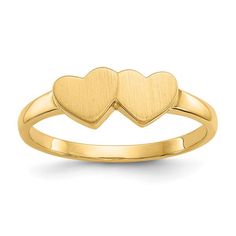 Dual Heart Engravable Signet Ring, 14K Gold Yellow Rings, Gold Signet Ring, Average Weight, Rose Jewelry, Ring Band, Delicate Necklace, Types Of Rings, Ring Ring, Signet Ring