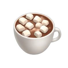 a white cup filled with hot chocolate and marshmallows