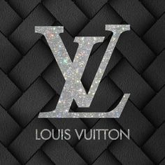 the louis vuitton logo is shown on a black leather background with sparkles