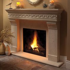 Warwick Mantel shown in Limestone Finish Stone Fireplace Mantle, Shabby Chic Fireplace, Cast Stone Mantel, Cast Stone Fireplace, Fireplace Mantel Surrounds, Stone Fireplace Mantel, Classic Fireplace, Stone Mantel, Mantel Surround