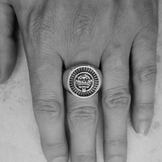 .925 solid sterling silver. Mictlantecuhtli was the Aztec god of the dead who ruled Mictlan, the underworld. He was tricked into giving up the bones that would become the humans of the fifth age by Quetzalcoatl. Collectible Symbolic Skull Ring Stamped 925, Spiritual Silver Engraved Skull Ring, Collectible Silver Skull Ring With Oxidized Finish, The Underworld, Underworld, Giving Up, The Dead, Class Ring, Bones