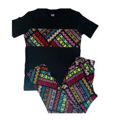 Soft comfortable pant in African print fabric + black t-shirt/bodysuit with matching fabric The pants have a no roll comfortable waistband, front pockets, Orders are made and shipped within 1-3 business days. Regular shipping takes 2-6 days, and you can also upgrade to express shipping for an additional fee. Express shipping takes 1-4 days. Please let me know if you have a date you need your order by, I'll try to accommodate that as much as I can. Please check the sizing charts in the images, se Black Printed Short Sleeve Sets, Patterned Cotton Sets With Graphic Print, Casual Patterned Cotton Sets, Cotton Graphic Print Patterned Sets, Patterned Cotton Short Sleeve Sets, Patterned Cotton Sets With Short Sleeves, Casual Black Sets With Long Pants, Casual Black Long Pants Sets, Casual Multicolor Long Pants Sets