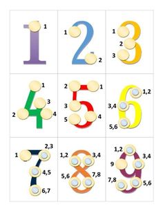 an image of numbers that are in different colors and shapes with the same number on them