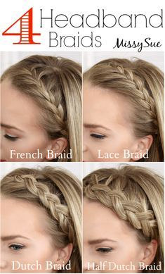 Braided Sporty Hairstyles, Headband Braids, French Braided Bangs, Braided Summer Hairstyles, Braided Headband Hairstyle, Mid Length Hair With Layers, Braided Bangs, Volleyball Hairstyles For Curly Hair, Ribbon Hairstyle