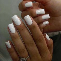 Super Cute And Stylish Ships In 5-10 Business Days Oval Nails Designs, Milky Nails, Long Press On Nails, White Acrylic Nails, Nail Art Set, Short Square Acrylic Nails, Color Nails, White Nail, Oval Nails