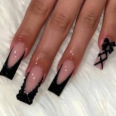 Super Cute And Stylish Ships In 5-10 Business Days Pink And Black Nails, Black Acrylic Nails, Coffin Press On Nails, Cute Acrylic Nail Designs, Nail Tip, Matte Pink