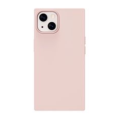 an iphone 11 case in pink with the back facing up and two cameras on it