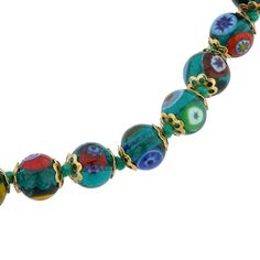 Add a touch of classic Venetian style to your outfit with this elegant Murano millefiori necklace. Centuries-old Murano glass technique perfected by Italian master craftsmen is used to create colorful mosaic effect that is fun and trendy, yet classic and timeless. This is a unique necklace that will add Venetian chic to your jewelry collection and will brighten up your look and your day. Measurements: Each necklace measures 24 inches in length and comes with an attractive velvet pouch and a cert Multicolor Murano Glass Beaded Necklace, Elegant Murano Glass Beaded Necklace, Venice Glass, Unique Multicolor Murano Glass Necklaces, Bohemian Multicolor Murano Glass Necklace, Luxury Handmade Murano Glass Necklace, Colorful Mosaic, Murano Splendore Necklace, Murano Glass Necklaces