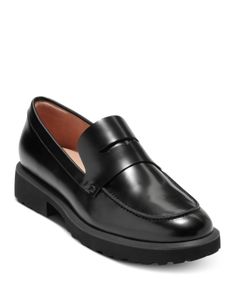 Cole Haan Women's Geneva Slip On Penny Loafer Flats Cole Hann, Leather Loafers Women, Cole Haan Women, Black Loafers, Penny Loafer, Flats Shoes, Black Box, Penny Loafers, Black Flats