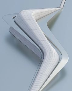 an artistic rendering of a curved white object on a gray background with lines and curves