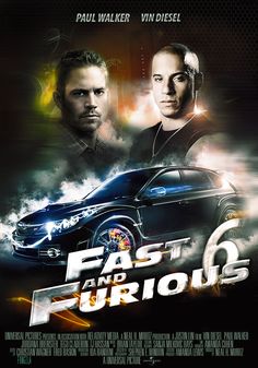 two men standing next to each other in front of a poster for fast and the furious