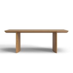 a wooden table on a white background with no one around it or the table top