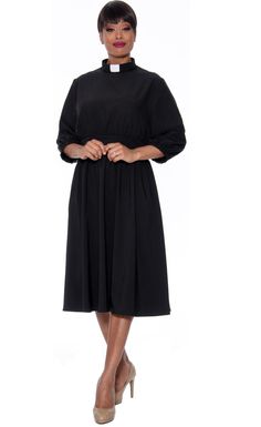 Clergy Women Pastor, Spring Mid-length Dress With Pleated Waist, Modest Flowy Dresses For Fall, Fitted Dress With Pleated Waist, Fitted Solid Color Dress With Pleated Waist, Chic Dresses With Empire Waist And Pleated Detail, Chic Dress With Pleated Empire Waist, Knee-length Dress With Fitted Waist And Flattering Silhouette, Modest Fitted Empire Waist Dress