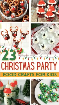 Christmas food crafts for kids Reindeer Pretzels, Christmas Party At School, Kid Christmas Party Food, Party Food Ideas For Kids, Christmas Party Food Ideas, Teen Christmas Party, Kids Christmas Treats, Food Ideas For Kids, Christmas Party Snacks