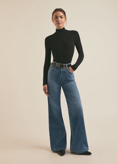 black Luxury Flare Jeans For Fall Everyday Wear, Luxury Chic Flares For Fall, Luxury Chic Jeans With Straight Hem, Luxury Wide-leg Jeans For Fall, Luxury Straight Jeans For Fall, Luxury Classic Turtleneck For Layering, Chic Clothing Nordstrom, Luxury Straight Leg Jeans For Workwear, Luxury Chic Wide Leg Flares